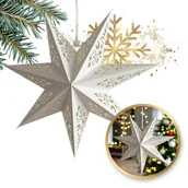 Ozdoby bożonarodzeniowe - DUŻA GWIAZDA PAPIEROWA ŚWIĄTECZNA AŻUROWA biała 45 cm WITRAŻ 3D WG07 - miniaturka - grafika 1