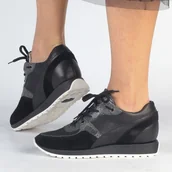 Półbuty damskie - Czarne skórzane Polskie półbuty damskie Simen 4601a - miniaturka - grafika 1