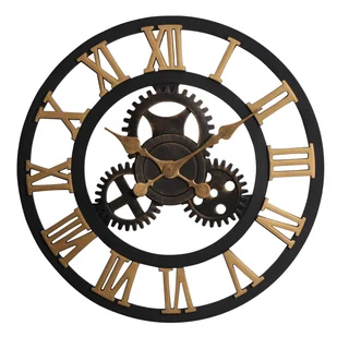 Zegar ścienny Nero śr. 58 cm czarno-złoty z cichym mechanizmem - Zegary - miniaturka - grafika 1