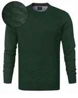 Swetry męskie - Elegancki SWETER Męski Klasyczny ZIELONY Bawełniany XL Pako Jeans - miniaturka - grafika 1