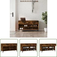 Szafki na buty - The Living Store Ławka na buty dąb wędzony 102x35x55 cm Materiał drewnopochodny - miniaturka - grafika 1