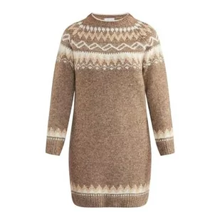 usha BLUE LABEL Damska sukienka z dzianiny Fenia, Brązowy, biały, beżowy, XL-XXL - Sukienki - miniaturka - grafika 1