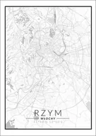 Plakaty - Plakat, Rzym mapa czarno biała, 30x40 cm - miniaturka - grafika 1