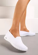 Trampki damskie - Białe Tenisówki Slip-on z Elastyczną Cholewką Halila - miniaturka - grafika 1