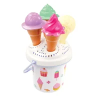 Zabawki do piasku - Mochtoys Zestaw Foremek Do Piasku Wiaderko + Lody Rożki 3 Szt. - miniaturka - grafika 1