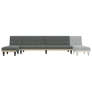 Sofa rozkładana L, ciemnoszara, 255x140x70 cm, tkanina Lumarko! - Narożniki - miniaturka - grafika 8