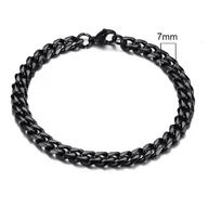 Bransolety męskie - Bransoletka męska ze stali chirurgicznej czarna gruba 7 mm 18 cm, 21 cm lub 23 cm - miniaturka - grafika 1