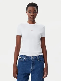 Calvin Klein Jeans T-Shirt J20J225245 Biały Slim Fit - Koszulki i topy damskie - miniaturka - grafika 1