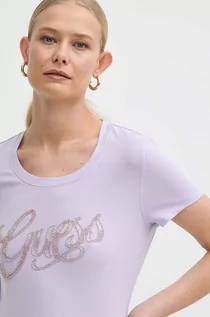 Koszulki sportowe damskie - Guess t-shirt damski kolor różowy W4GI30 J1314 - grafika 1