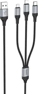 Kable USB - Kabel USB Hoco HOCO kabel 3w1 USB A do Lightning / Micro USB / Typ C 2,4A X102 1 m czarny - miniaturka - grafika 1