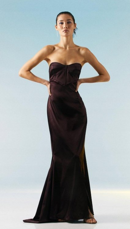 KAREN MILLEN SUKIENKA SATYNOWA BRĄZOWA 38 1Y1R