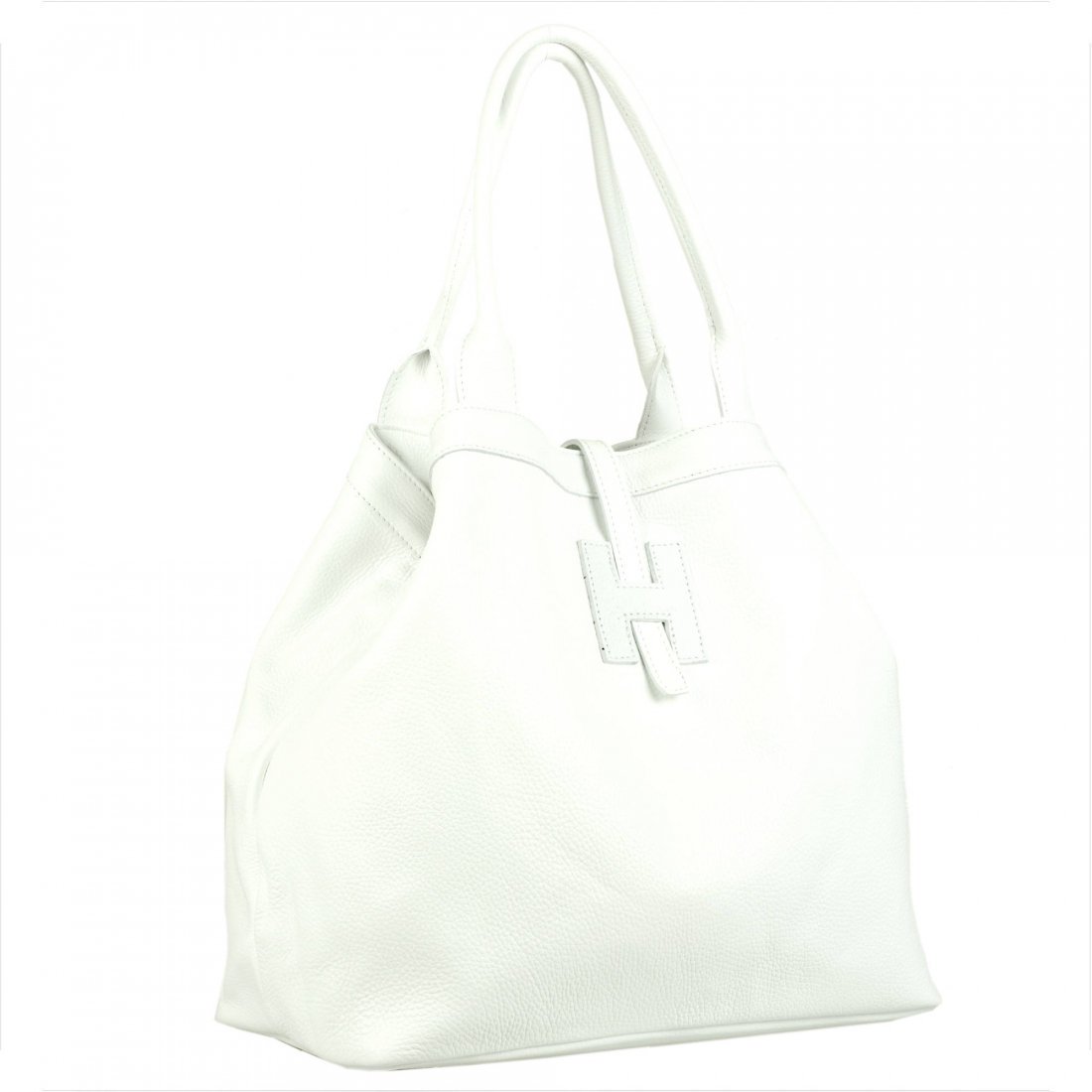 Duża skórzana torebka biała XL shopper