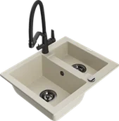 Zlewozmywaki z baterią - Mexen Carlos zlewozmywak granitowy 1,5-komorowy z baterią kuchenną Duo, beżowy - 6518-69-671701-70-B - miniaturka - grafika 1