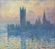 Plakaty - Galeria Plakatu, Plakat, Budynek Parlamentu w Londynie o zachodzie słońca, Claude Monet, 91,5x61 cm - miniaturka - grafika 1