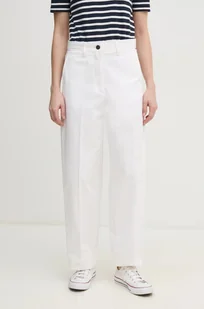Tommy Hilfiger spodnie bawełniane kolor biały proste high waist WW0WW45487 - Spodnie sportowe damskie - miniaturka - grafika 1