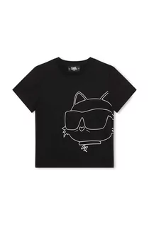 Koszulki dla dziewczynek - Karl Lagerfeld t-shirt dziecięcy kolor czarny z nadrukiem - grafika 1