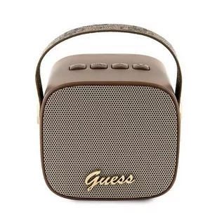 Głośnik mobilny GUESS Speaker Mini 4G Leather Script Logo Brązowy | Bezpłatny transport - Głośniki przenośne - miniaturka - grafika 1