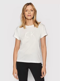 Calvin Klein T-Shirt Embroidered Turn-Up K20K203460 Biały Relaxed Fit - Koszulki i topy damskie - miniaturka - grafika 1