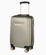 Walizki - PUCCINI Beżowa walizka kabinowa z eleganckim napisem - miniaturka - grafika 1