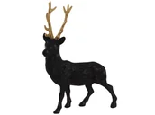 Ozdoby bożonarodzeniowe - Renifer Czarny Ze Złotym Porożem Ozdobny Brokatowy Jelonek 33 Cm - miniaturka - grafika 1