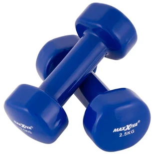MAXXIVA Zestaw hantli winylowych 2 x 2,5 kg, niebieski - Hantle i ciężarki - miniaturka - grafika 1