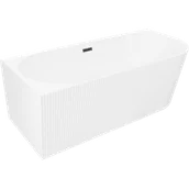 Wanny - Mexen Silo wanna wolnostojąca narożna lewa ryflowana 170 x 80 cm, biała, przelew czarny - 52891708000L-70 - miniaturka - grafika 1