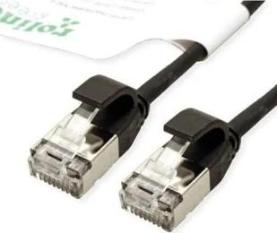 Roline ROLINE GREEN F/UTP DataCenter Patch Cord Cat.6A Class EA, LSOH, bardzo cienki, czarny, 0,15 m - Patchcordy - miniaturka - grafika 1