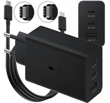 Szybka Ładowarka Sieciowa 65W Trio 1x Usb-a +2x Usb-c Zamiennik Dla Samsung