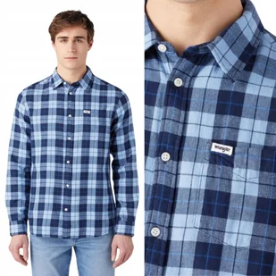 Wrangler 1 POCKET SHIRT Cerulean Blue NIEBIESKA KOSZULA W KRATĘ REGULAR M - Koszule męskie - miniaturka - grafika 1