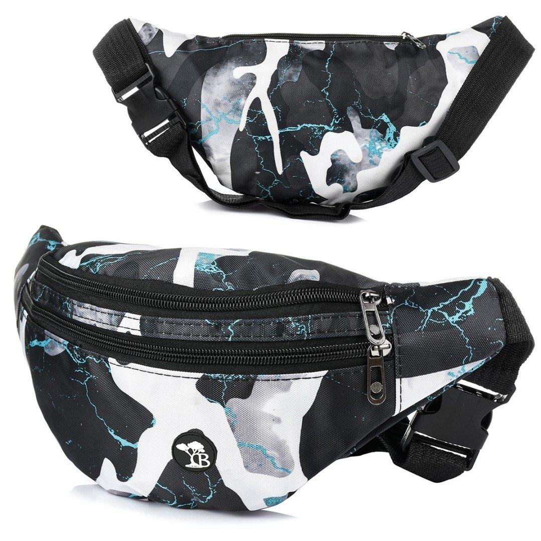 Saszetka nerka pojemna solidna pasek niebieska BELTIMORE B92 czarny