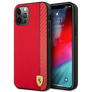 Ferrari FESAXHCP12MRE iPhone 12/12 Pro 6,1" czerwony/red hardcase On Track Carbon Stripe - Etui i futerały do telefonów - miniaturka - grafika 1