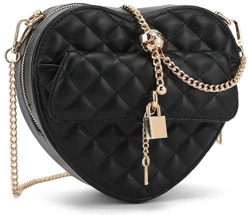 lola mae Torebka crossbody w kształcie serca dla kobiet, zapinana na zamek wokół torby, torebka na ramię, Small