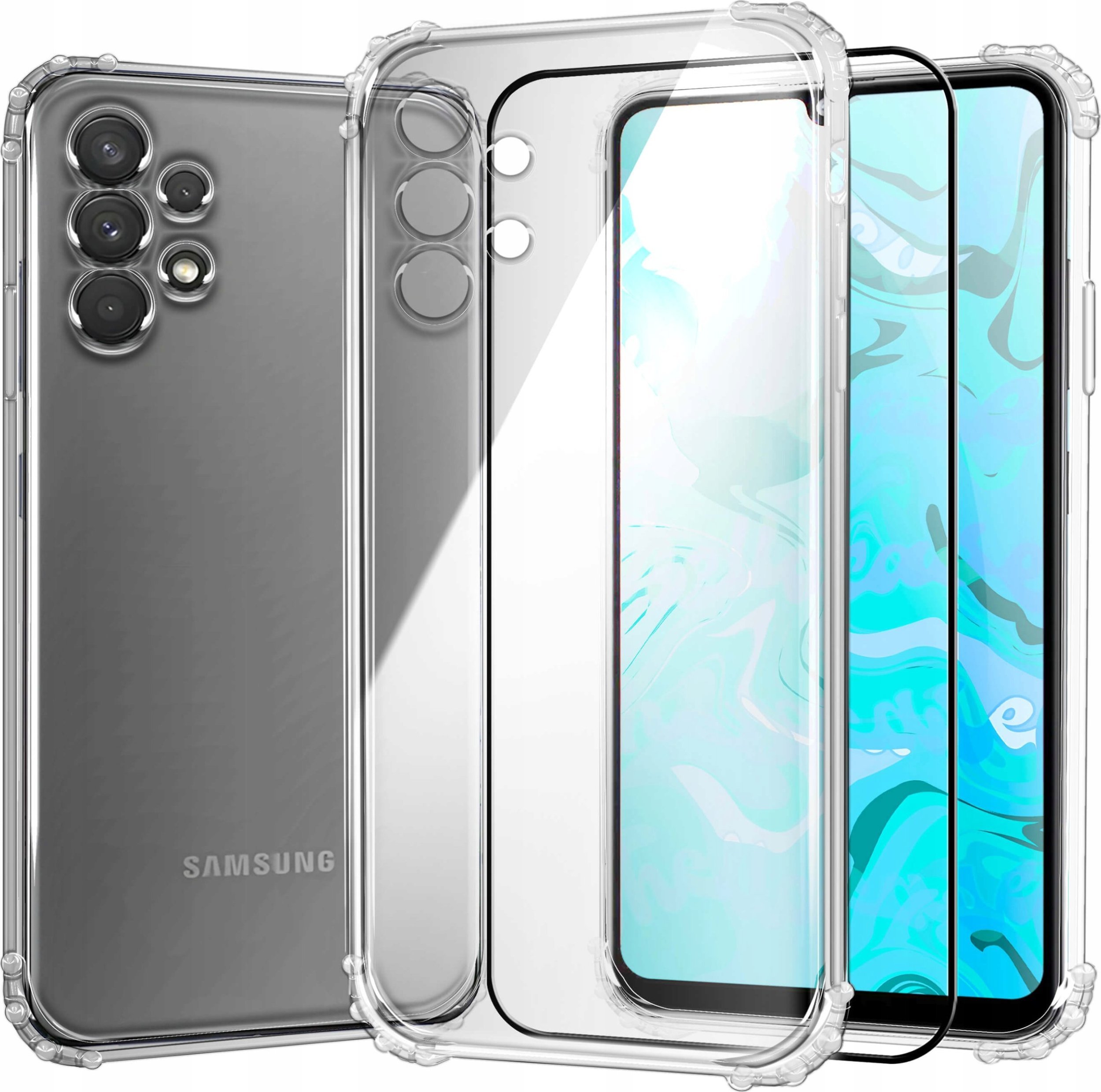 Hello Case Etui Do Samsung Galaxy A32 Przezroczyste, Pancerne, Silikonowe Szkło 5D