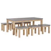 Meble ogrodowe - Shumee Zestaw ogrodowy stół i 6 stołków szary OSTUNI 262972 - miniaturka - grafika 1