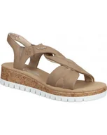 Sandały damskie - SANDAŁY RIEKER - 910250-08 BEŻ - Rieker - miniaturka - grafika 1