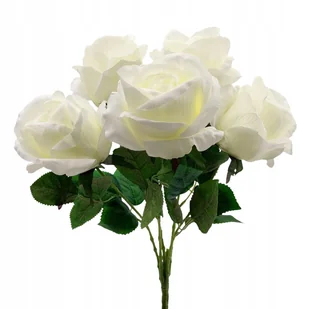 Bukiet róż jak żywe sztuczne biała bukiet 50 cm róża - Sztuczne kwiaty - miniaturka - grafika 1