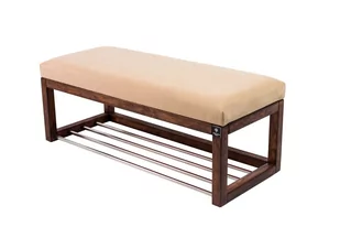 Ławka na buty LPG-4 55 cm EMRAWOOD drewno lite kolor orzech siedzisko gładkie kolor cappucino - Ławki do przedpokoju Ławka na buty LPG-4 55 cm EMRAWOOD drewno lite kolor orzech siedzisko gładkie kolor cappucino - Ławki do przedpokoju - miniaturka - grafika 1