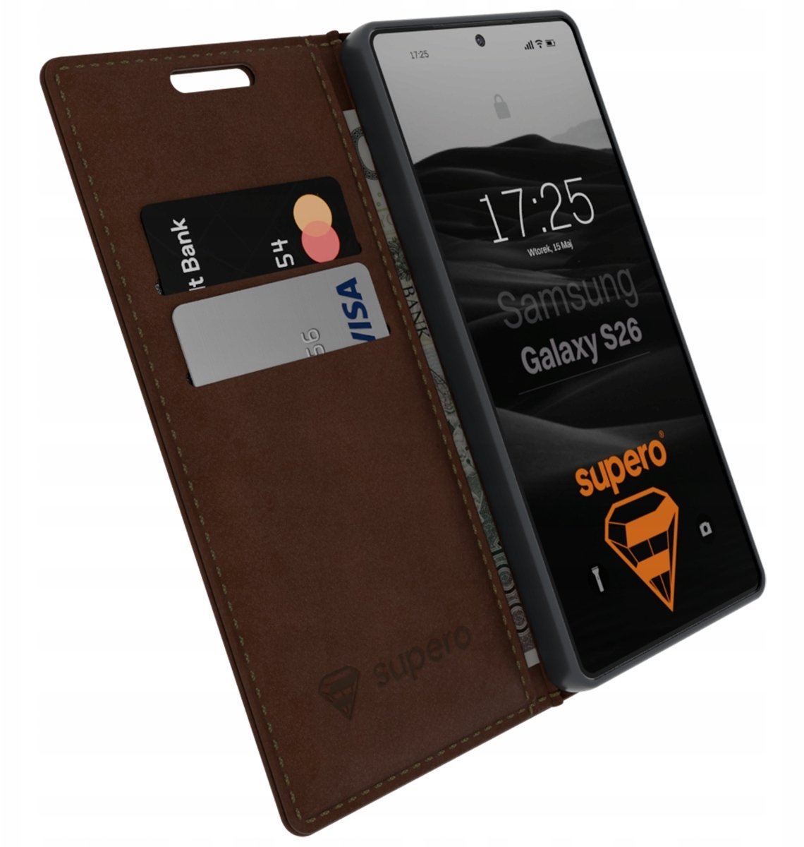 SUPERO Etui z klapką Supero Business Wallet Case do Samsung Galaxy S26, brązowe