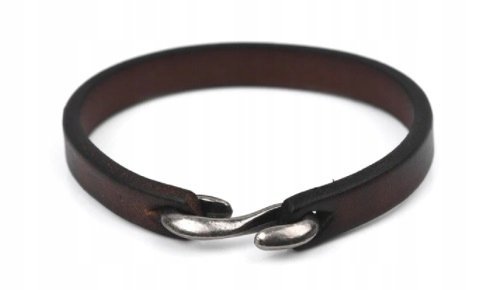Nowa, męska bransoleta skórzana, bransoletka skóra 21 cm - brązowa