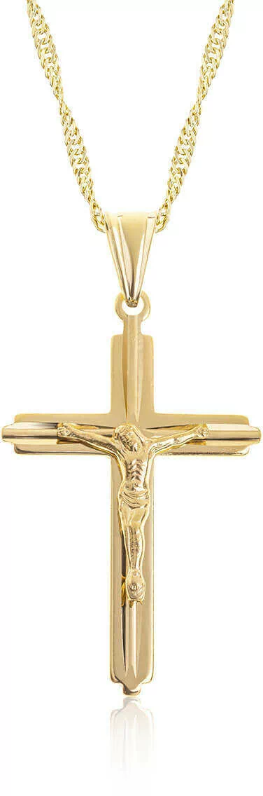 Srebrny pozłacany łańcuszek i krzyżyk z Panem Jezusem
