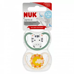 NUK Smoczek uspokajający silikonowy 6-18m Space Zebra 2 szt - Smoczki uspokajające - miniaturka - grafika 1