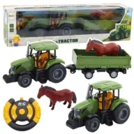 Zabawki zdalnie sterowane - Traktor z przyczepą i koniem R/C Leantoys - miniaturka - grafika 1