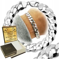 Bransolety męskie - ﻿Srebrna Bransoleta Męska Pancerka 8mm/23cm Diamentowana 925 Grawer GRATIS - miniaturka - grafika 1