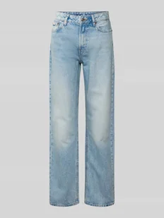 Jeansy o kroju straight fit z detalem z logo - Spodnie damskie - miniaturka - grafika 1