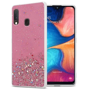 Pokrowiec Do Samsung Galaxy A10e / A20e Etui w Różowy z Brokatem Glitter Obudowa Case Cover TPU Cadorabo - Etui i futerały do telefonów - miniaturka - grafika 1