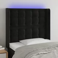 Inne meble do sypialni - vidaXL Zagłówek do łóżka z LED, czarny, 93x16x118/128 cm, aksamit - miniaturka - grafika 1