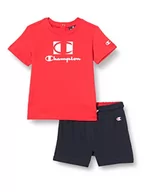 Odzież sportowa dziecięca - Champion Niemowlęta chłopcy Legacy American Tape-Graphic S/S T-Shirt & Bermudy Garnitur, (Rosso Intenso/Blu Marino), 12 miesi?cy - miniaturka - grafika 1