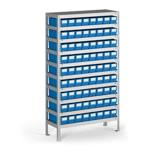 B2B Partner Regał z pojemnikami plastikowymi Shelfpoj., 1600x800x400 mm, 72x poj (555286) - Szafy i regały magazynowe - miniaturka - grafika 1