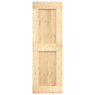Drzwi przesuwne z osprzętem, 70x210 cm, lite drewno sosnowe 8721012081055 - Drzwi wewnętrzne - miniaturka - grafika 5