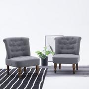 Fotele - vidaXL Krzesła w stylu francuskim, 2 szt., jasnoszare, materiałowe - miniaturka - grafika 1